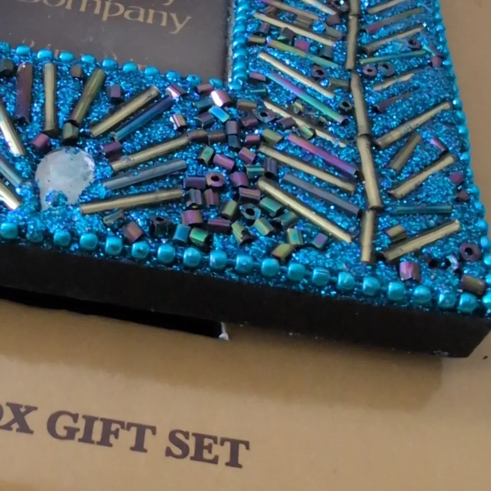 The Bombay Company Y2K Blue Peacock Frame & Trinket Box Set‎ NIP